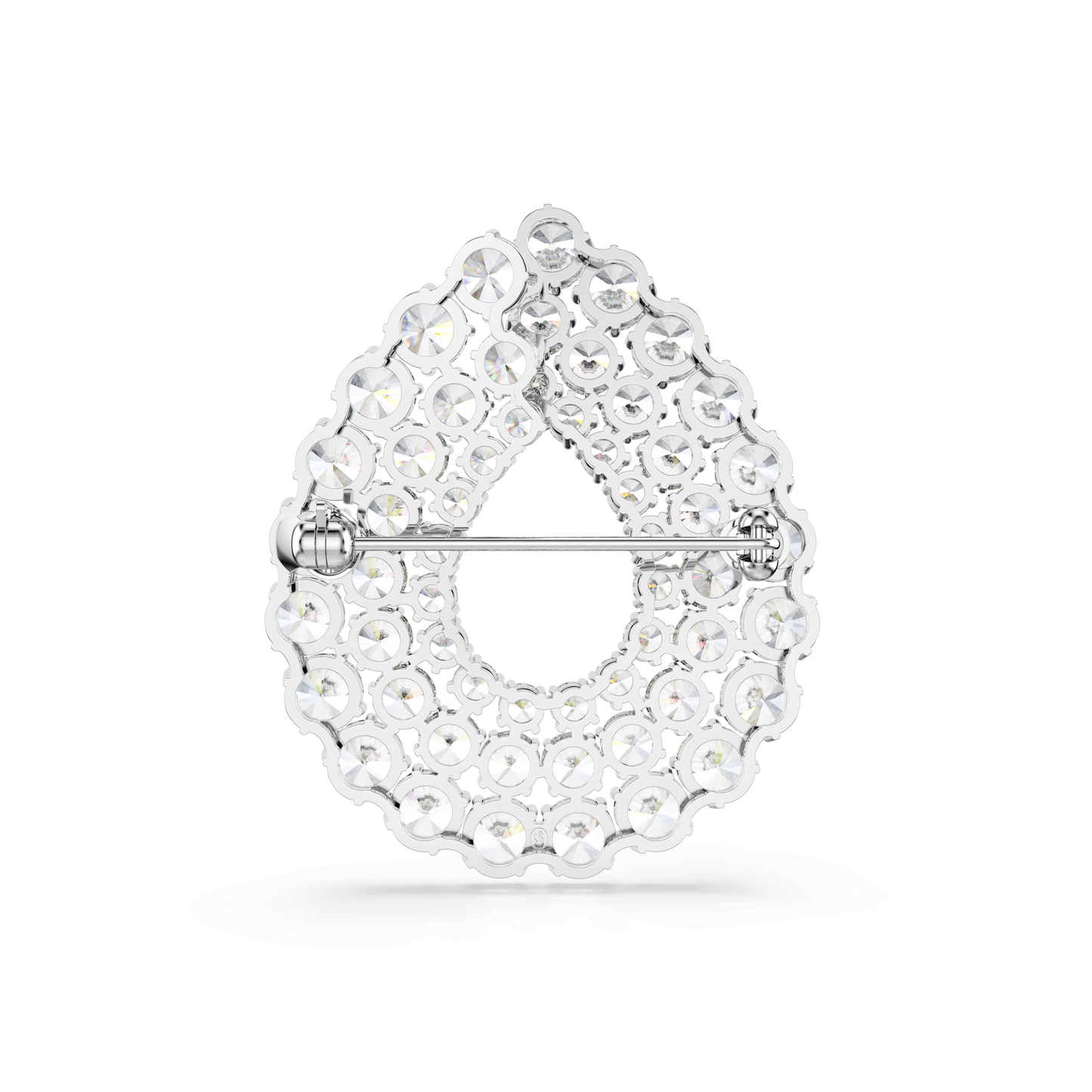 Matrix brooch, Round cut, White, Rhodium plated 5714648