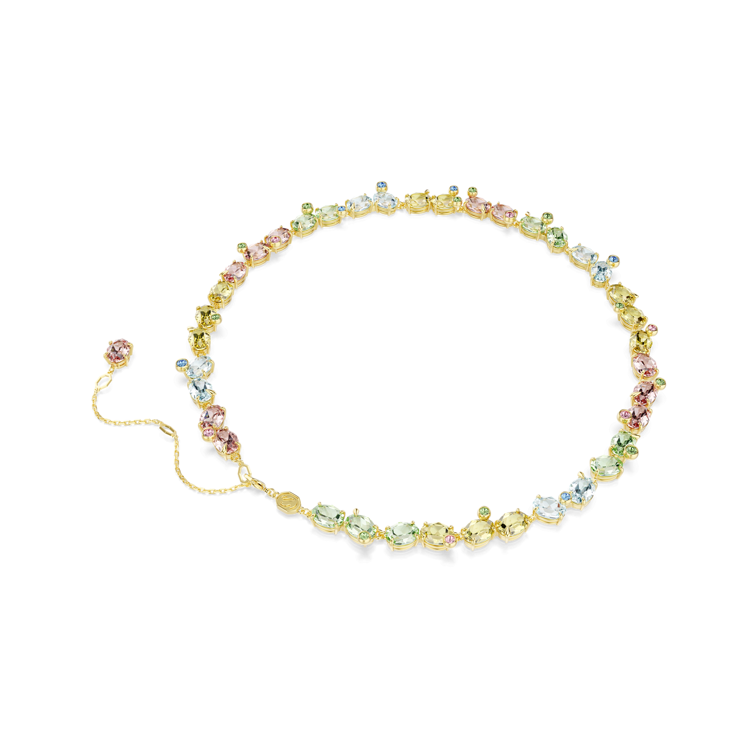 Gema Tennis necklace, Mixed cuts, Multicolored, Gold-tone plated 5714836