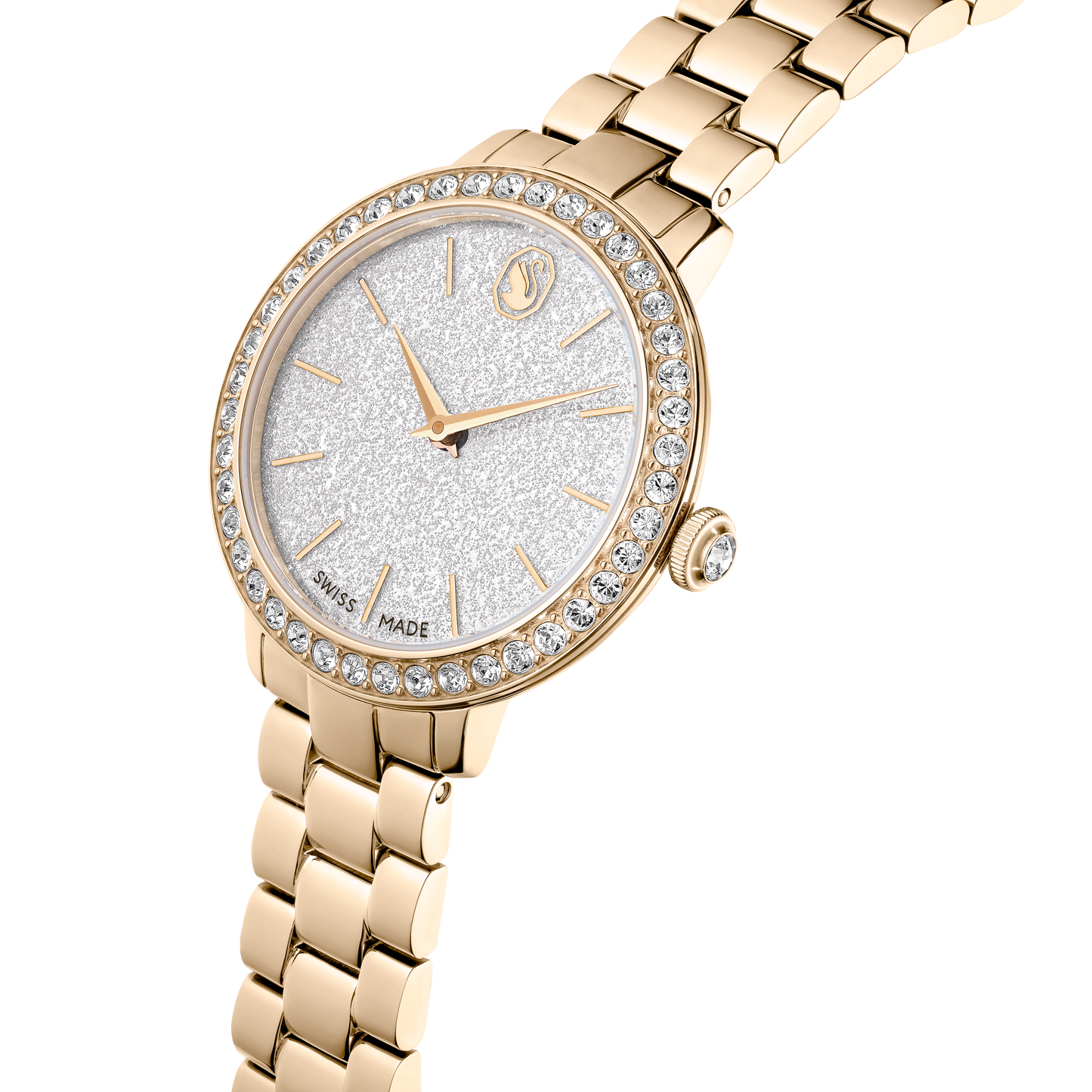 Matrix 3-link watch, Swiss Made, Metal bracelet, Gold tone, Champagne gold-tone finish 5715026