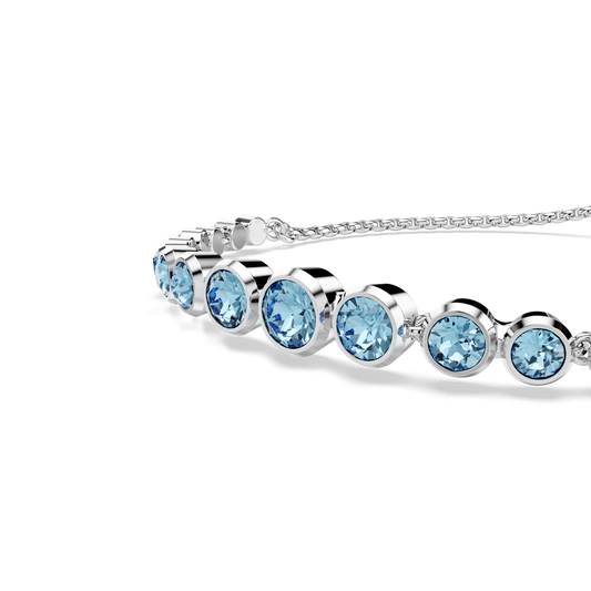 Imber bracelet, Mixed round cuts, Blue, Rhodium plated 5719282