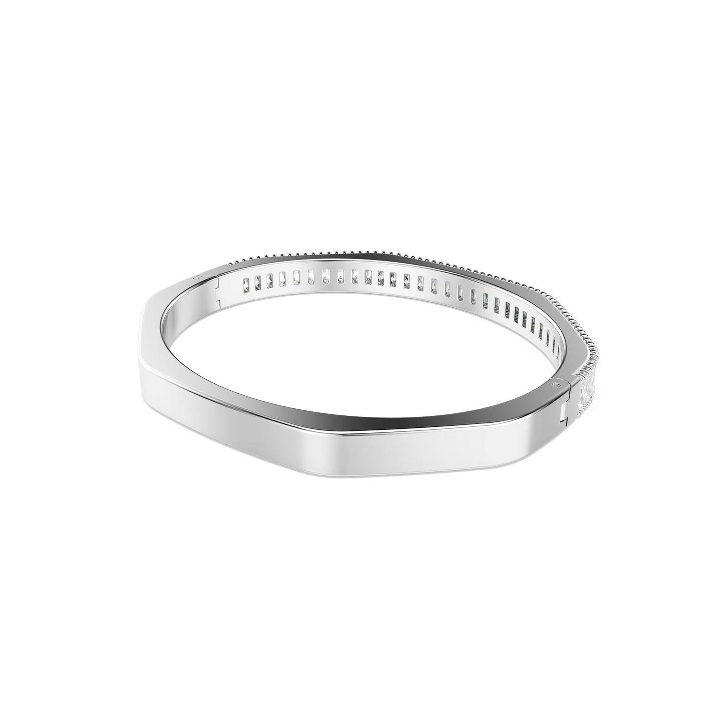 Matrix bangle, Baguette cut, Octagon shape, White, Rhodium plated 5720621