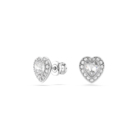 Ariana Grande x Swarovski stud earrings, Mixed cuts, Heart, White, Rhodium plated 5720859
