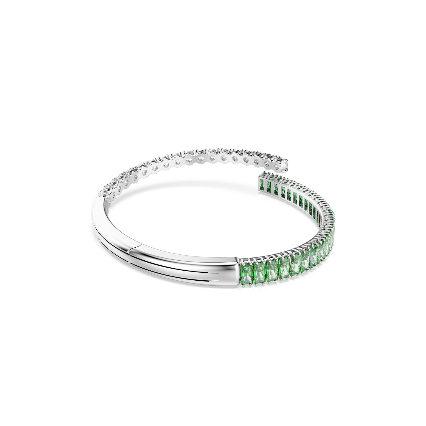 Matrix bangle, Mixed cuts, Green, Rhodium plated 5722461