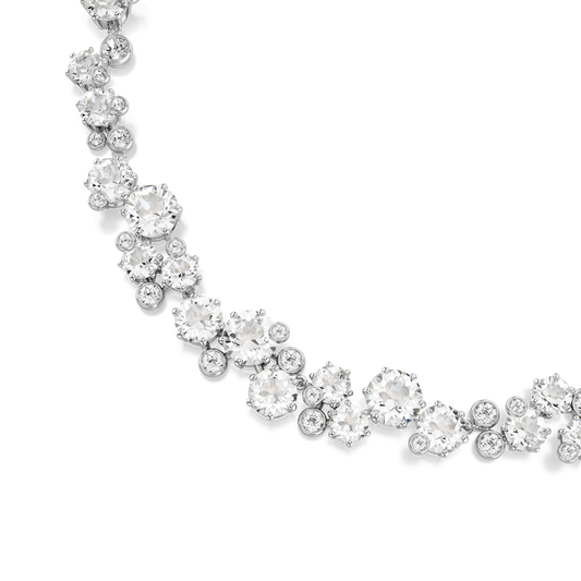 Constella necklace, Round cut, White, Rhodium plated