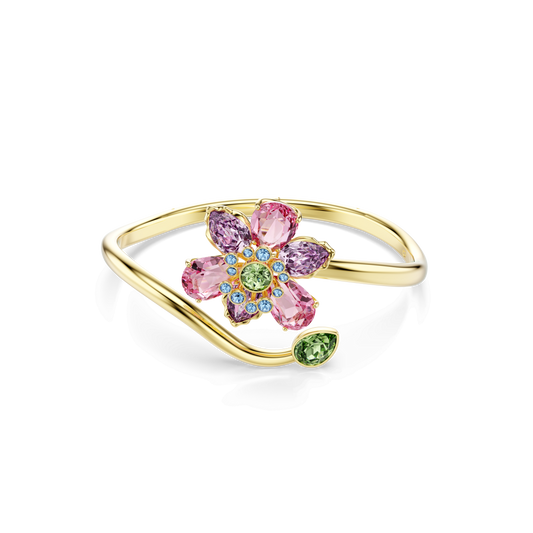Bangle, Mixed cuts, Flower, Multicolored, Gold-tone plated 5724740