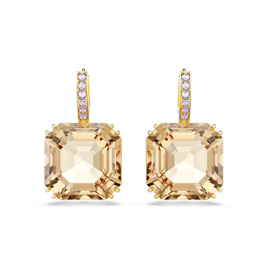 Millenia drop earrings, Mixed cuts, Caramel, Gold-tone plated 5725744