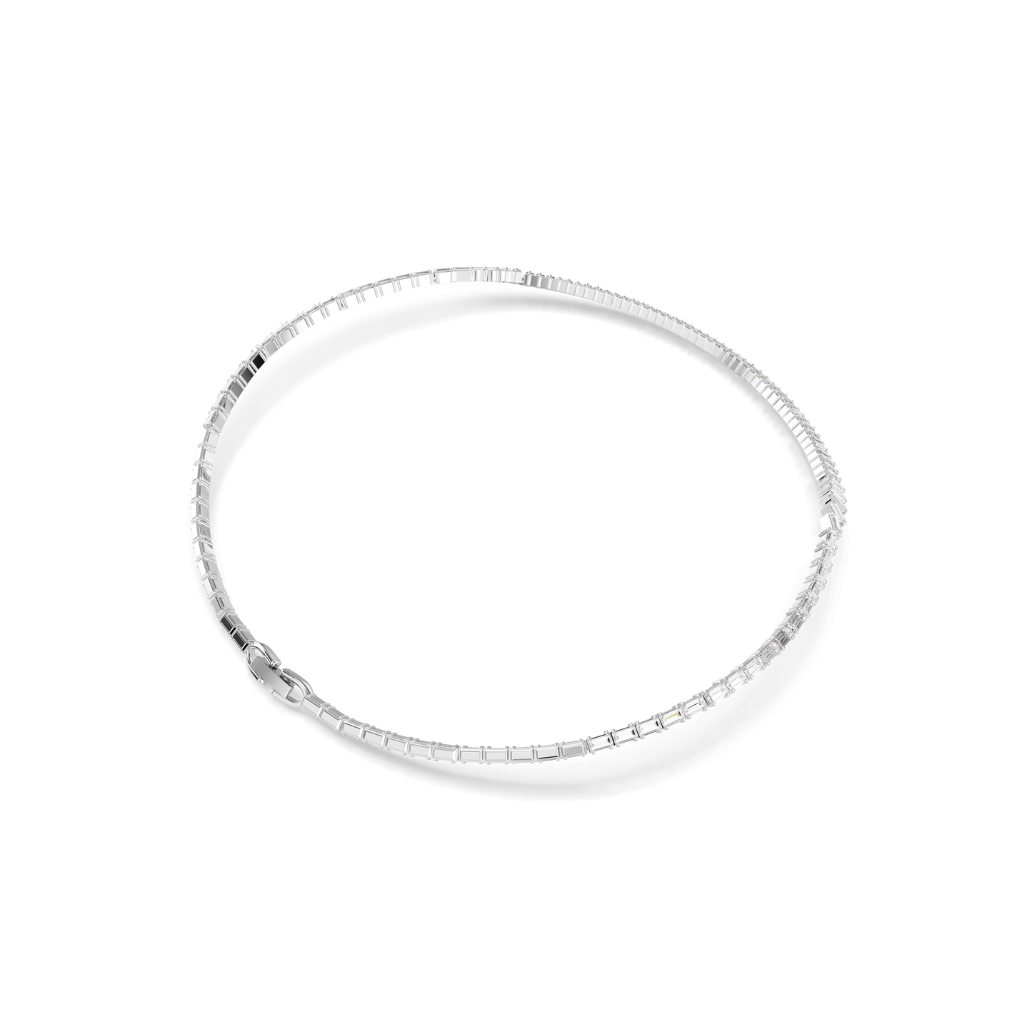 Matrix necklace, Baguette cut, White, Rhodium plated 5727111