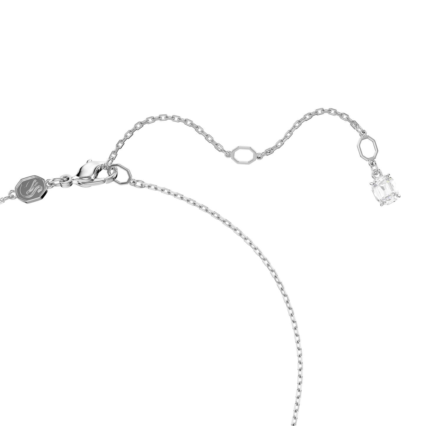 Matrix pendant, Baguette cut, Knot, White, Rhodium plated 5728553