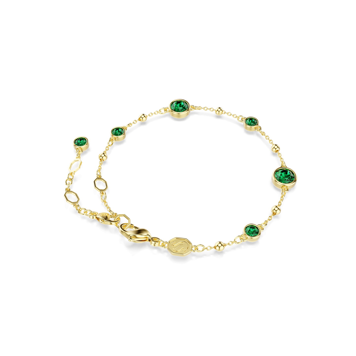 Imber bracelet, Round cut, Green, Gold-tone plated 5730676