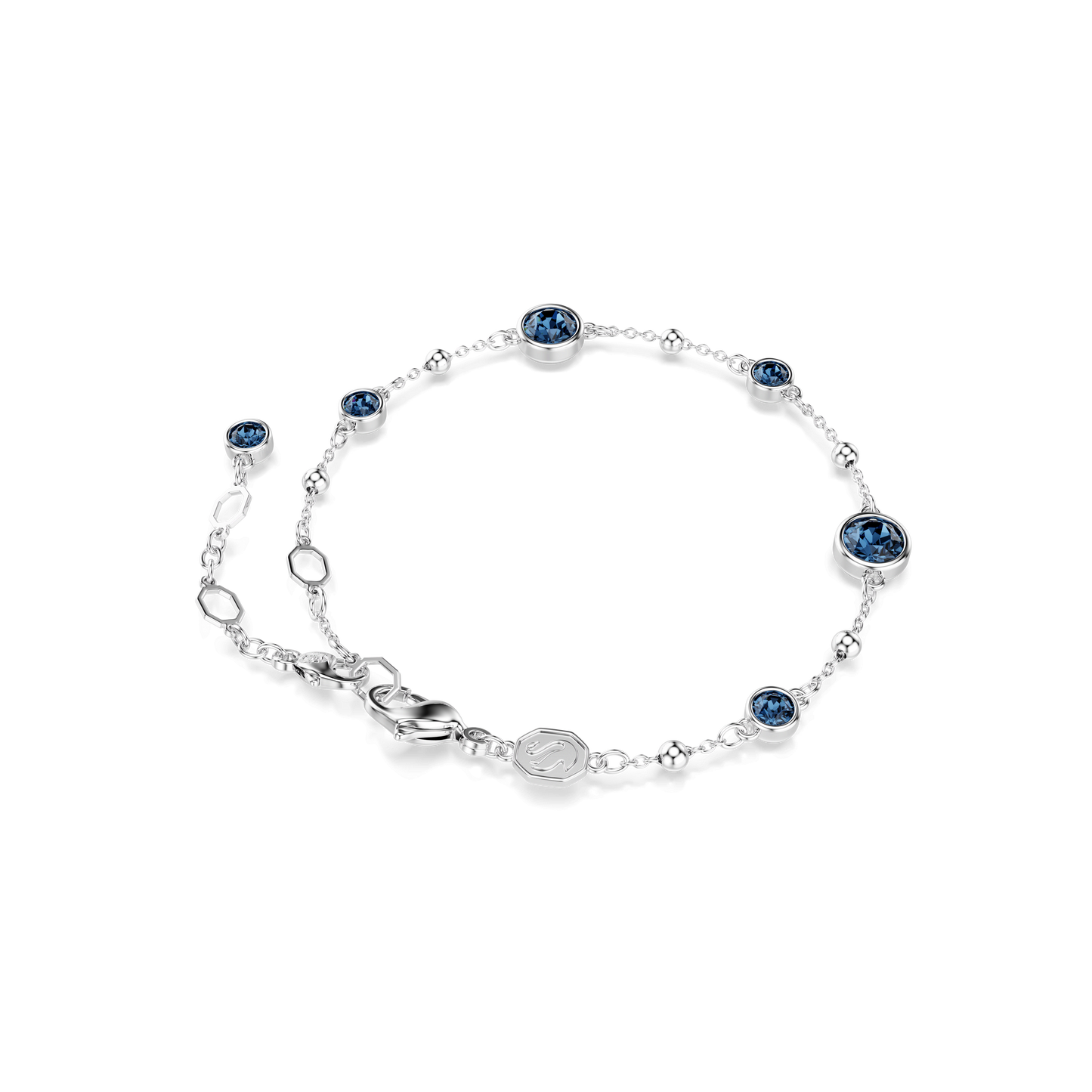 Imber bracelet, Round cut, Blue, Rhodium plated 5730679