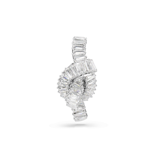 Matrix tack pin, Baguette cut, Knot, White, Rhodium plated 5731102
