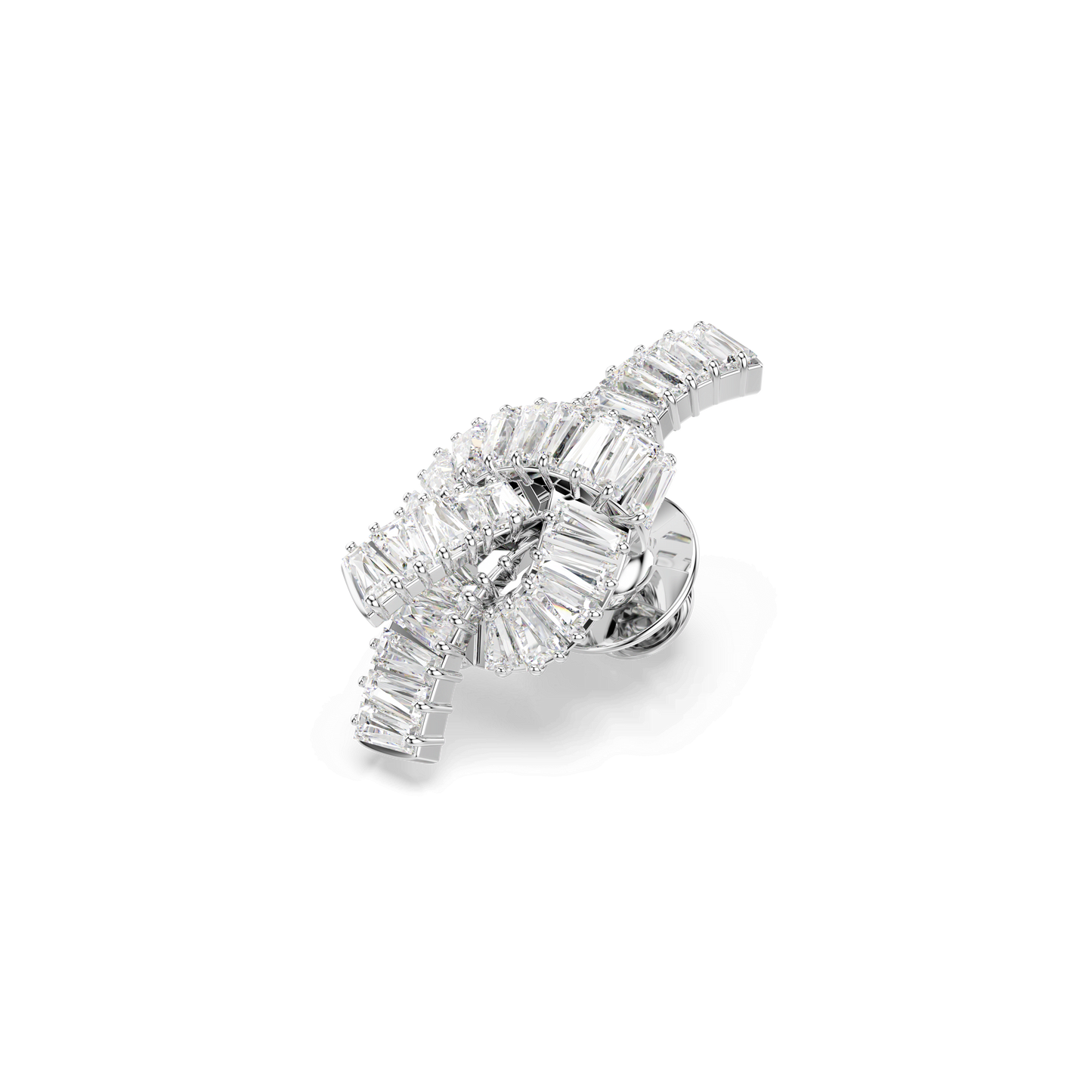 Matrix tack pin, Baguette cut, Knot, White, Rhodium plated 5731102