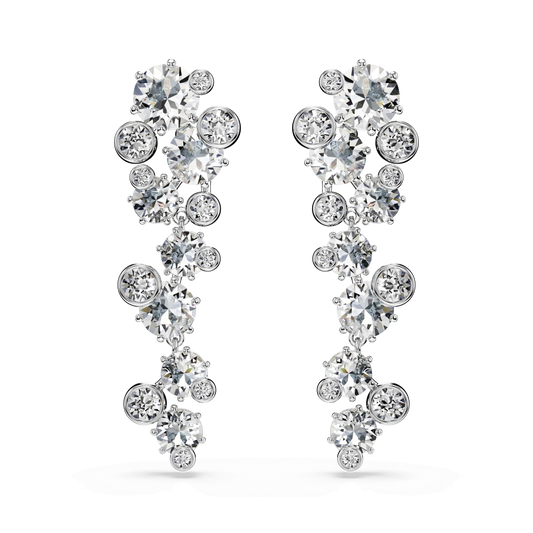 Constella drop earrings, Mixed cuts, White, Rhodium plated 5732252