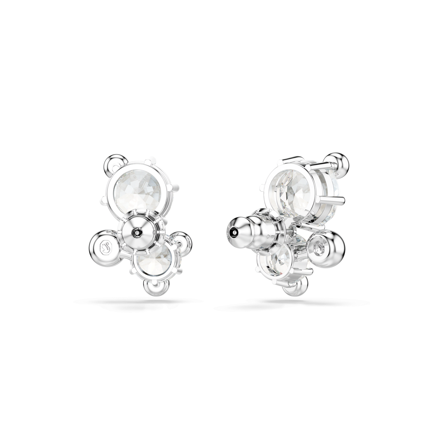 Constella stud earrings, Round cut, White, Rhodium plated 5732253