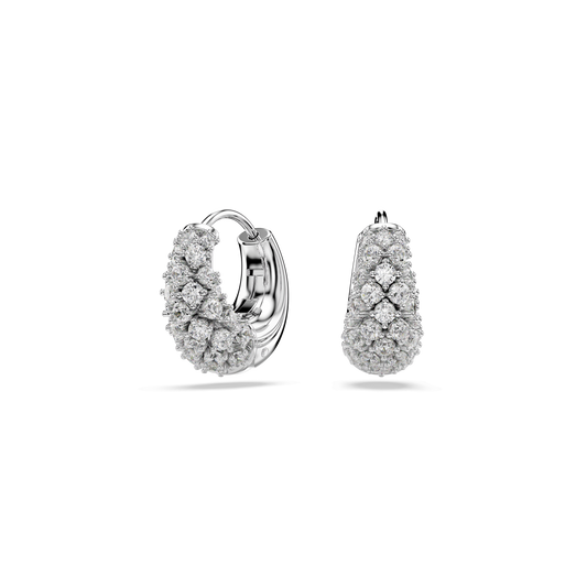 Sublima earrings, White, Rhodium plated 5732282