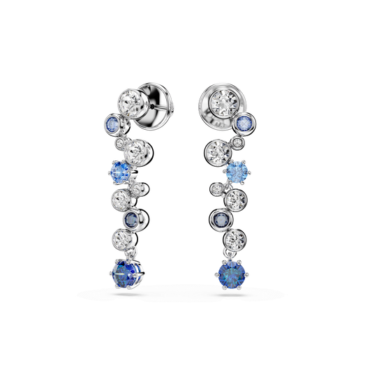 Constella drop earrings, Mixed cuts, Blue, Rhodium plated 5732775