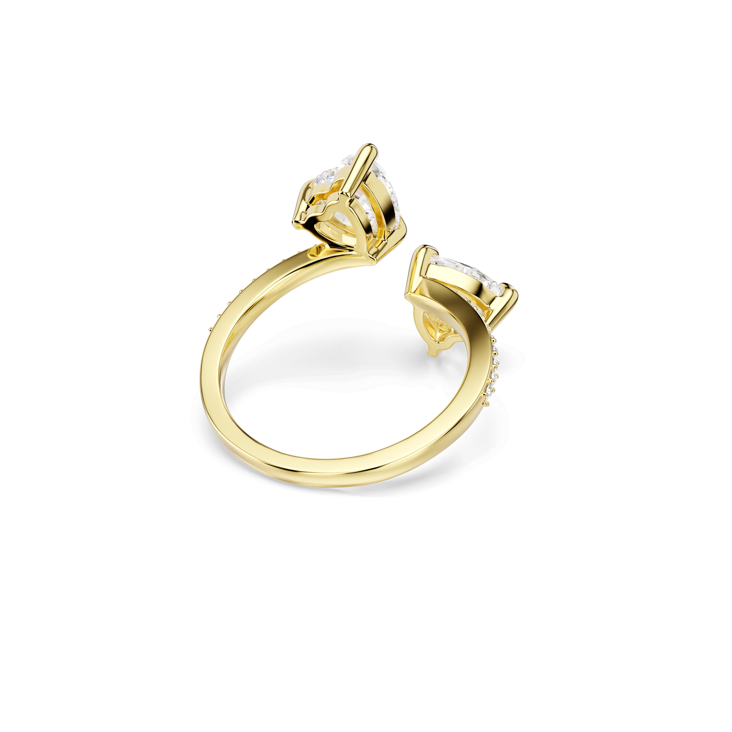 Mesmera open ring, Heart cut, Pavé, White, Gold-tone plated 5733480