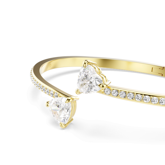Mesmera bangle, Heart, White, Gold-tone plated 5733511