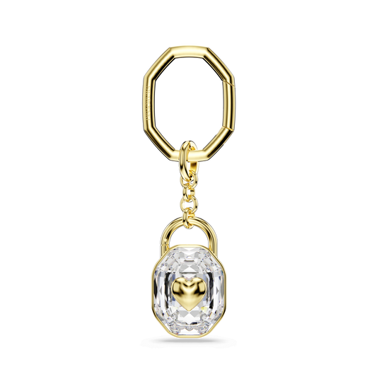 Key ring, Oval cut, White, Gold-tone plated 5733765