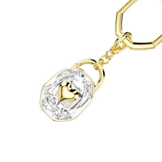 Key ring, Oval cut, White, Gold-tone plated 5733765