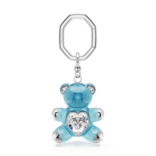 Teddy key ring, Bear, Blue, Rhodium plated 5733826