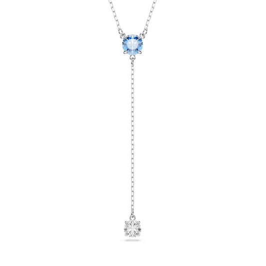 Stilla Attract Y necklace, Round cut, Blue, Rhodium plated 5734249