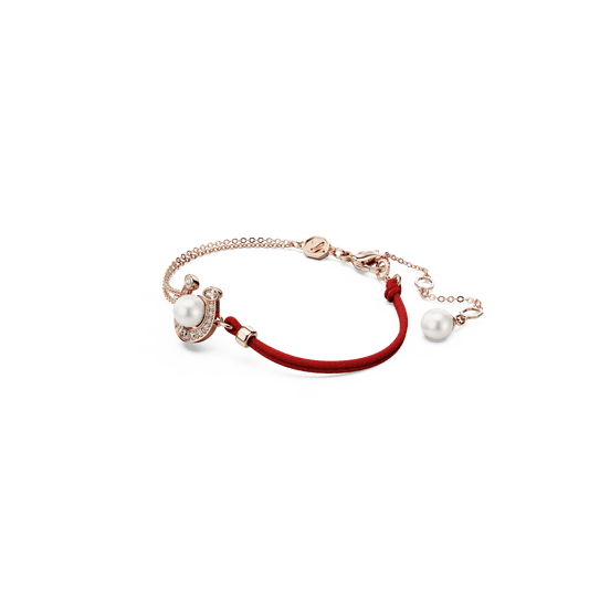 Symbolica bracelet, Crystal pearl, Pavé, Horse shoe, White, Rose gold-tone plated 5736976