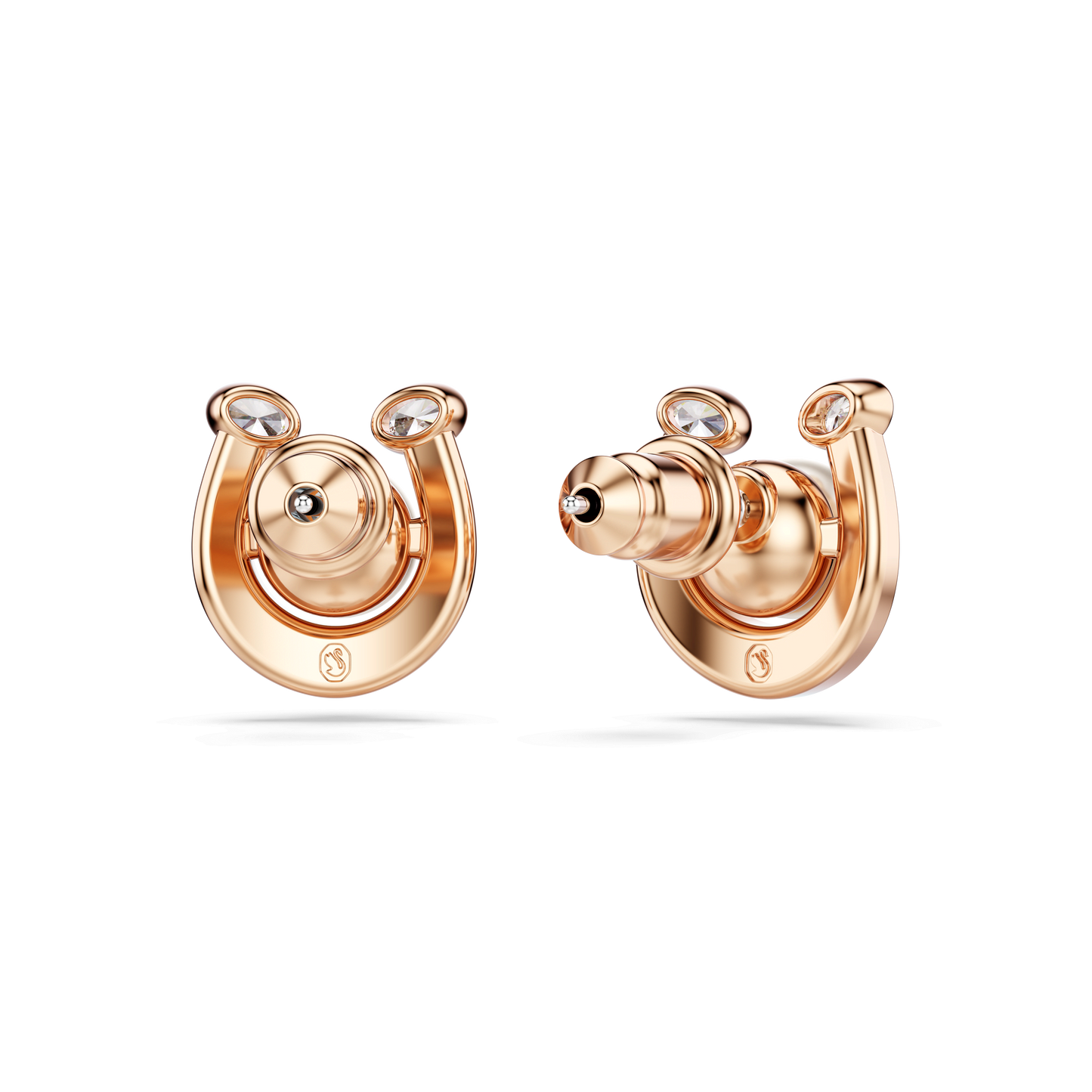 Symbolica stud earrings, Crystal pearl, Pavé, Horse shoe, White, Rose gold-tone plated 5736980