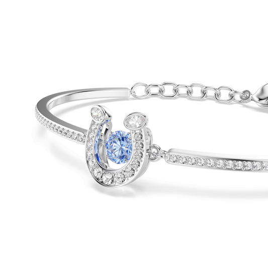 Symbolica bangle, Round cut, Pavé, Horse shoe, Blue, Rhodium plated 5736983