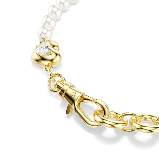 Idyllia bracelet, Crystal pearl, White, Gold-tone plated 5737299