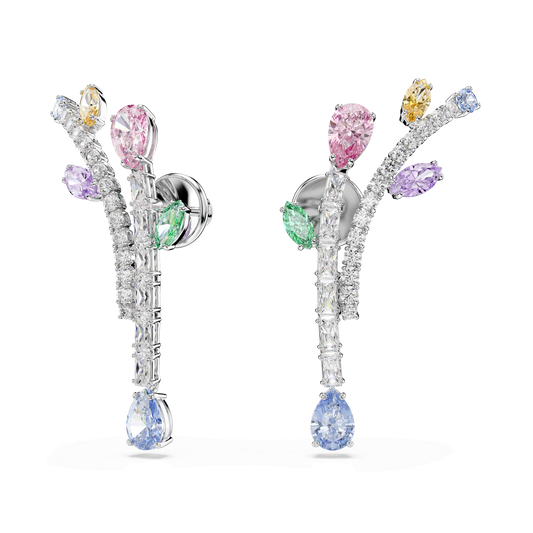 Ariana Grande x Swarovski drop earrings, Mixed cuts, Multicolored, Rhodium plated 5737426