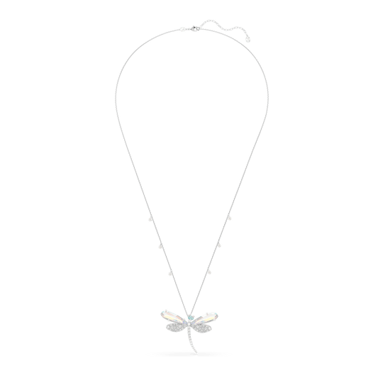 Ariana Grande x Swarovski pendant and brooch, Mixed cuts, Dragonfly, Green, Rhodium plated 5737429