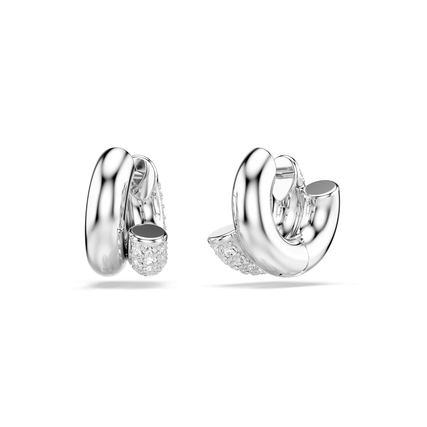 Dextera hoop earrings, Round cut, Mini, White, Rhodium plated 5738197