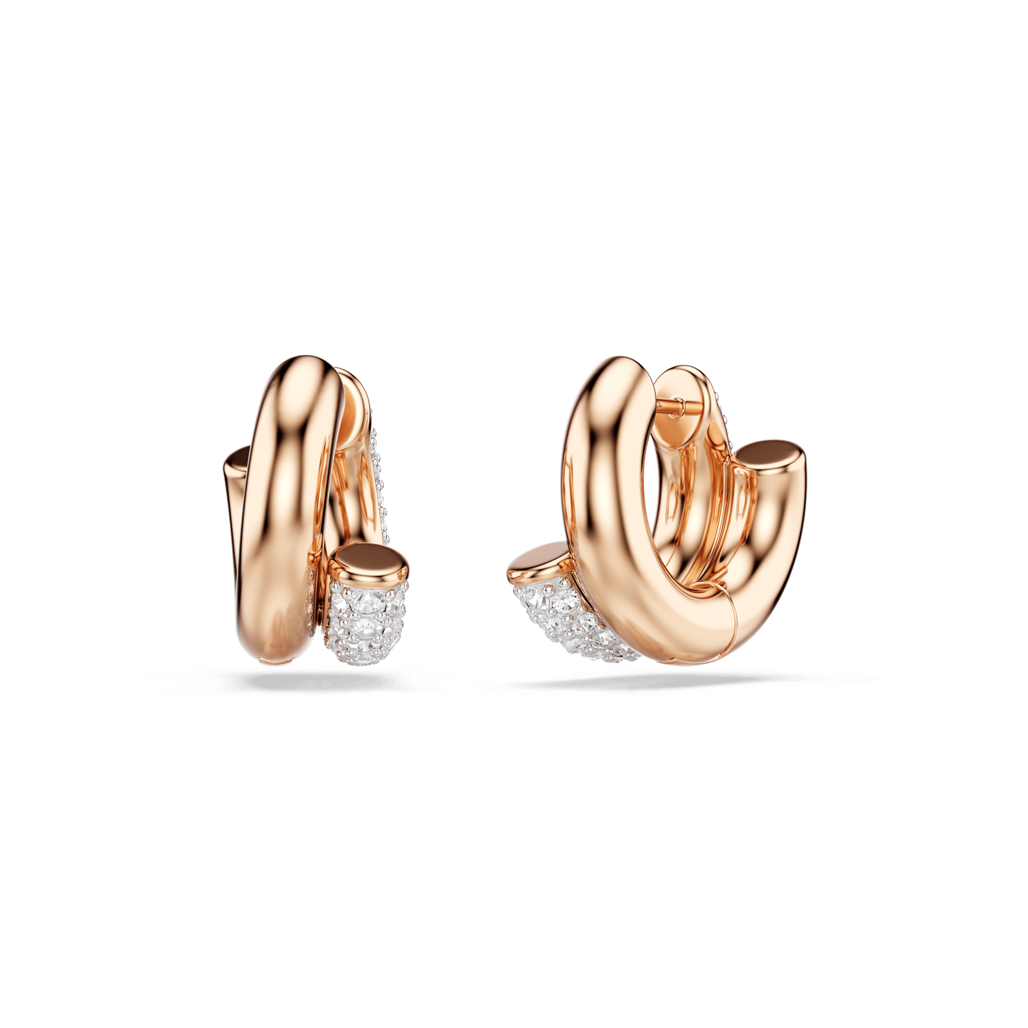 Dextera hoop earrings, Round cut, Mini, White, Rose gold-tone plated 5738198