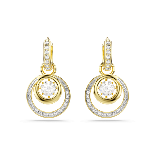 Hyperbola drop earrings, Round cut, White, Gold-tone plated 5738249