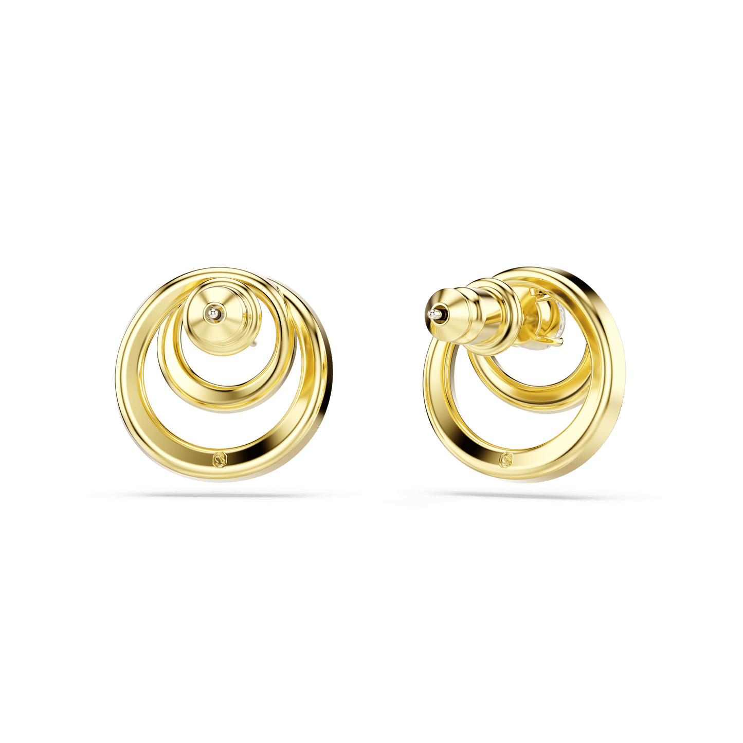 Hyperbola stud earrings, Round cut, White, Gold-tone plated 5740407
