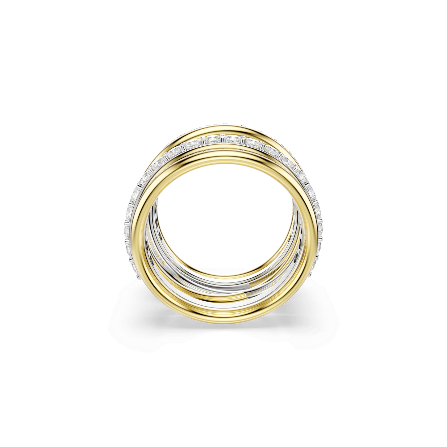 Hyperbola cocktail ring, Round cut, White, Mixed metal finish 5740413