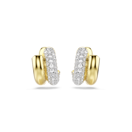 Dextera hoop earrings, Round cut, Mini, White, Gold-tone plated 5740735