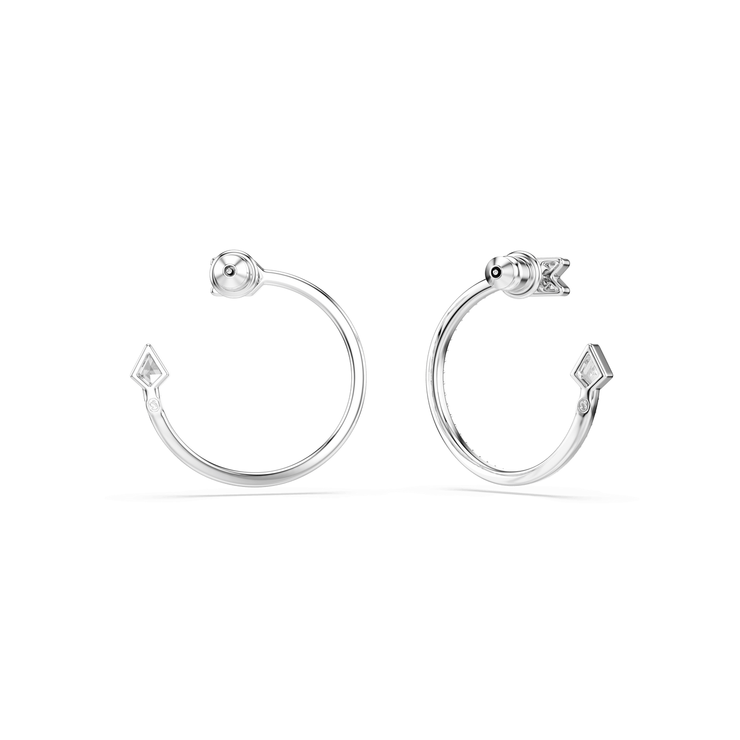 Idyllia hoop earrings, Mixed cuts, Arrow, White, Rhodium plated 5741522