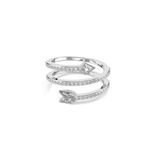 Idyllia motif ring, Mixed cuts, Arrow, White, Rhodium plated 5741525
