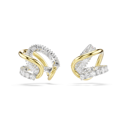 Hyperbola ear cuffs, Mixed cuts, White, Mixed metal finish 5742842