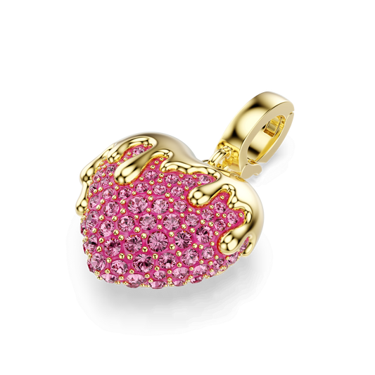 Idyllia charm, Round cut, Heart, Pink, Gold-tone plated 5742953