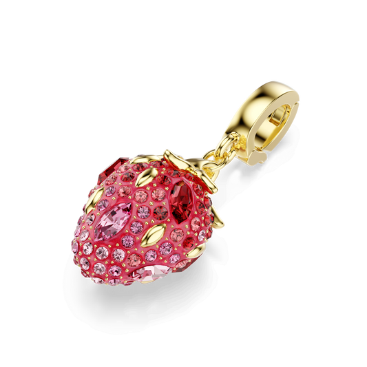 Idyllia charm, Mixed cuts, Strawberry, Red, 18K gold finish