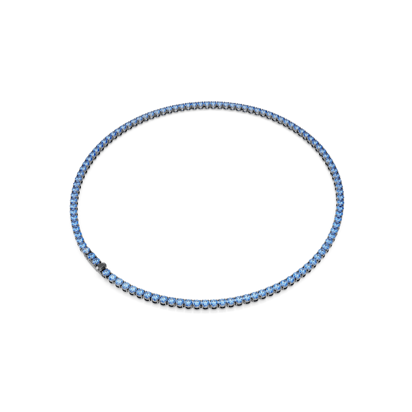 Matrix Tennis necklace, Round cut, Blue, Ruthenium plated 5743450