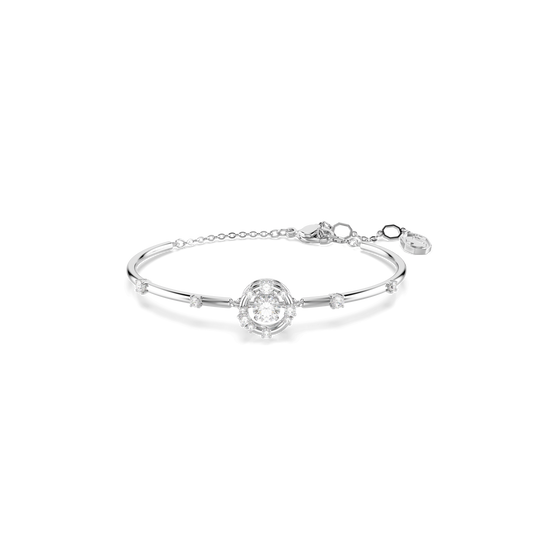 Constella bangle, Round cut, Dancing stone, White, Rhodium plated 5743523