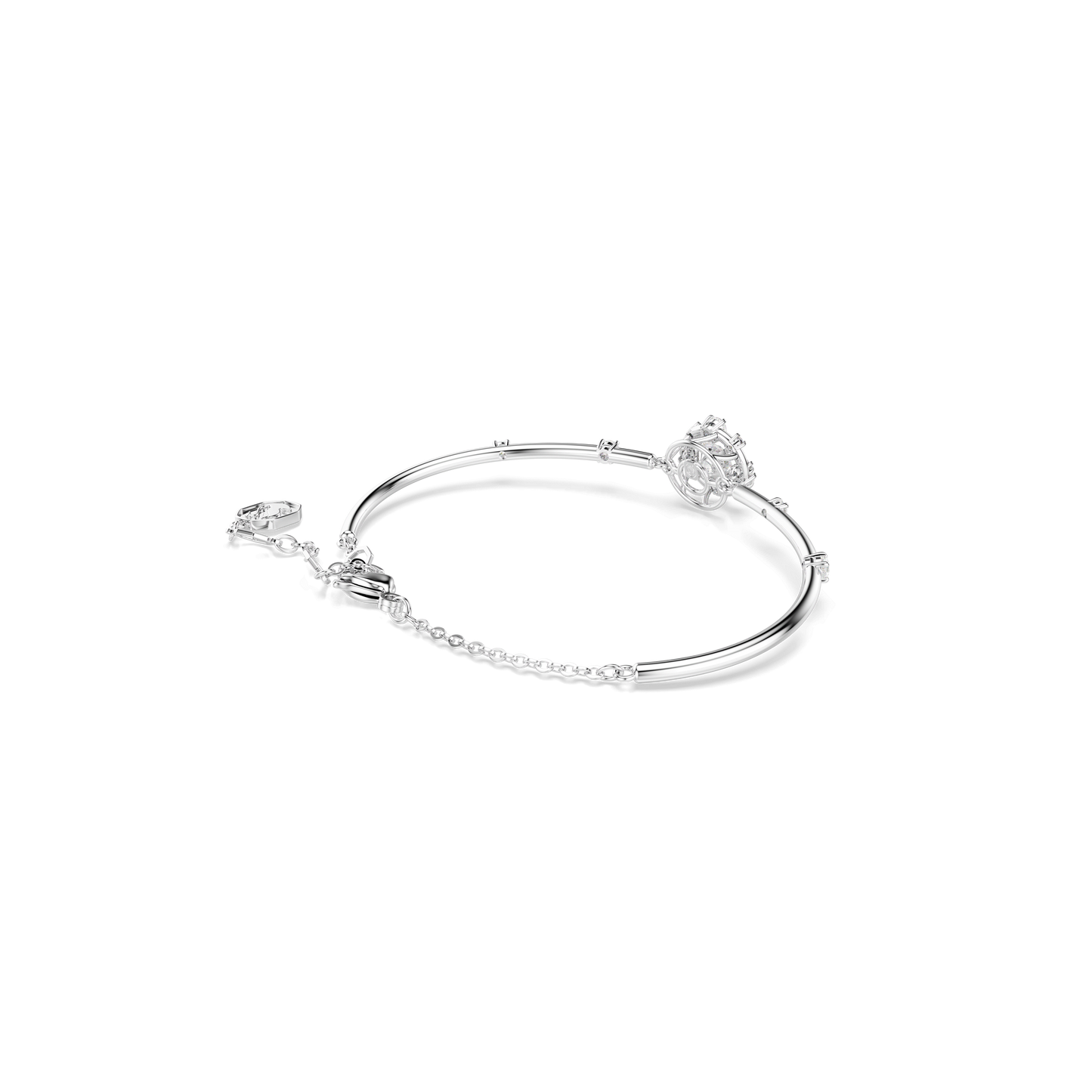 Constella bangle, Round cut, Dancing stone, White, Rhodium plated 5743523