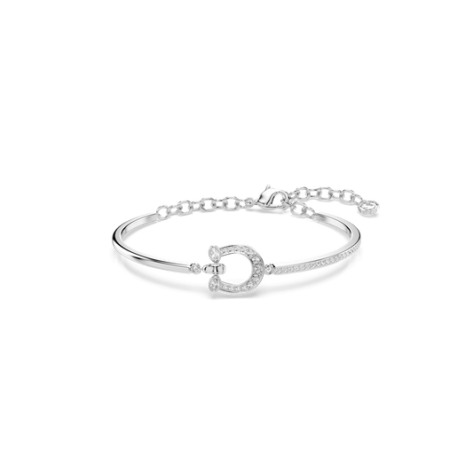 Symbolica bracelet, Pavé, Horse shoe, White, Rhodium plated 5746220