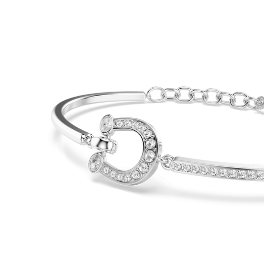 Symbolica bracelet, Pavé, Horse shoe, White, Rhodium plated