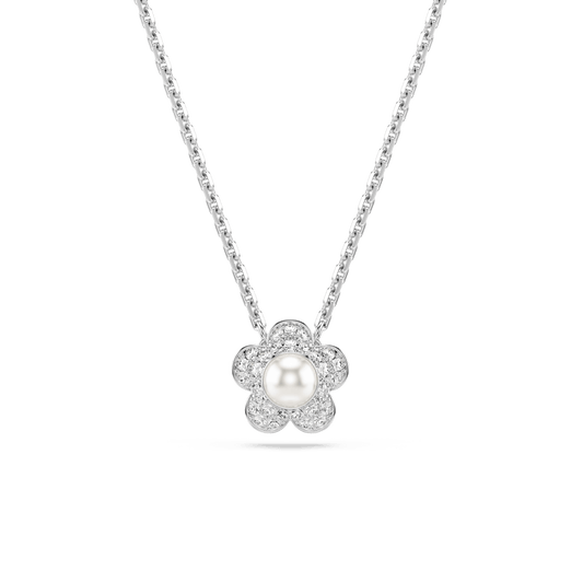Ariana Grande x Swarovski pendant, Round cut, Flower, White, Rhodium plated 5755817