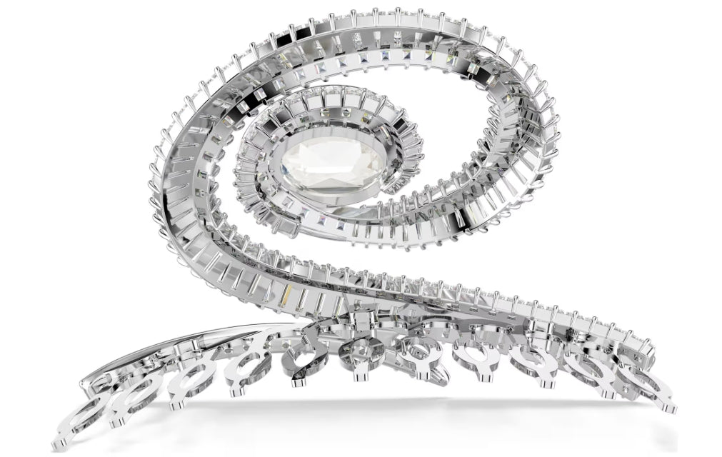 Ariana Grande x Swarovski hair clip Crystal pearl, Baguette cut, White, Rhodium plated